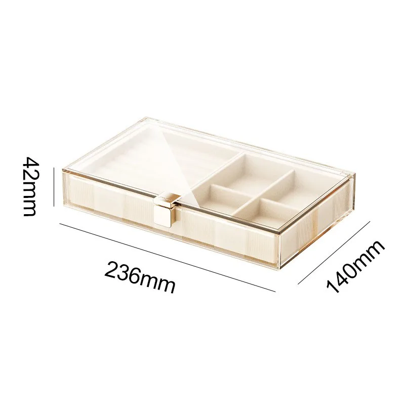 Transparent Jewelry Box Plastic Ring Necklace Bracelet Jewelry Boxes Organizer Velvet Drawer Earrings Display Separator Storage