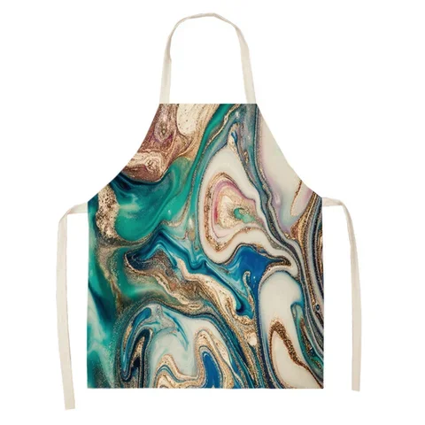 

Colorful marble printing alpaca apron for house cleaning children kitchen cooking accessories women apron child apron