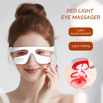 Eye Massager 3 Gear Red light Remove Eye Bags Dark Circles Puffiness Hot Compress Eye Relieve Eye Fatigue Wireless Use