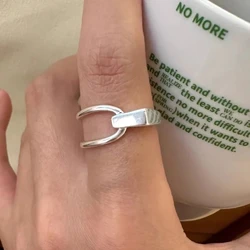 Minimalist Retro Open Cross Silver Ring for Women - Elegant Fashion Band Bijoux Gift (GRAY)