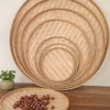 13/18/22/30/36cm Handmade Weaving Bamboo Sieve Raft Round Storage Trays Basket DIY Home Decor Fruit Bread Basket Kitchen Storage 4