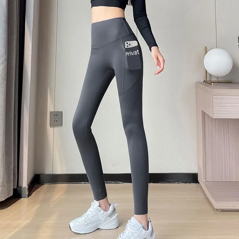 Women Sports Tights Push Up Velvet Trousers Warm Leggings Winter