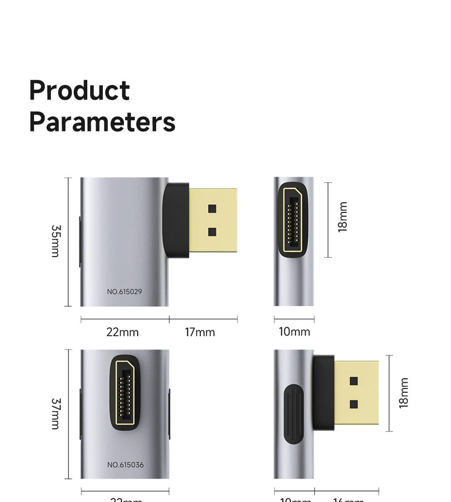 Hagibis DisplayPort 1.4 Right Angle Adapter 8K 60Hz / 4K 240Hz