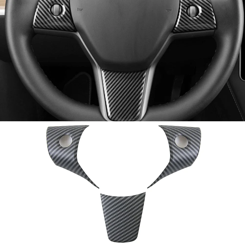 

3Pcs ABS Plastic Steering Wheel Patch Decoration Sticker For Tesla Model 3 Model Y 2017-2023 Interior Modified Accessories