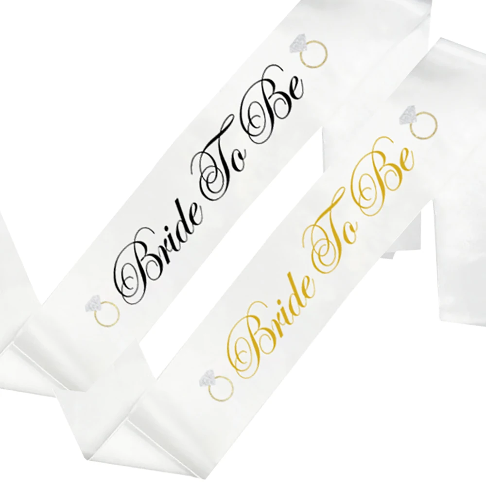 

Bride To Be White Satin Sash Letter Hot Stamping Sash Shoulder Bridal Shower Bachelorette Girls Night Party Decorations Supplies