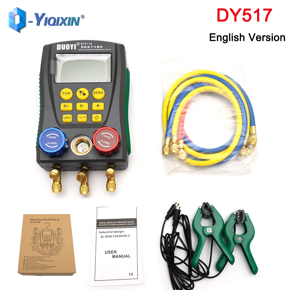 Yiqixin Dy517a Refrigeration Digital Manifold Gauge Meter Refrigerant
