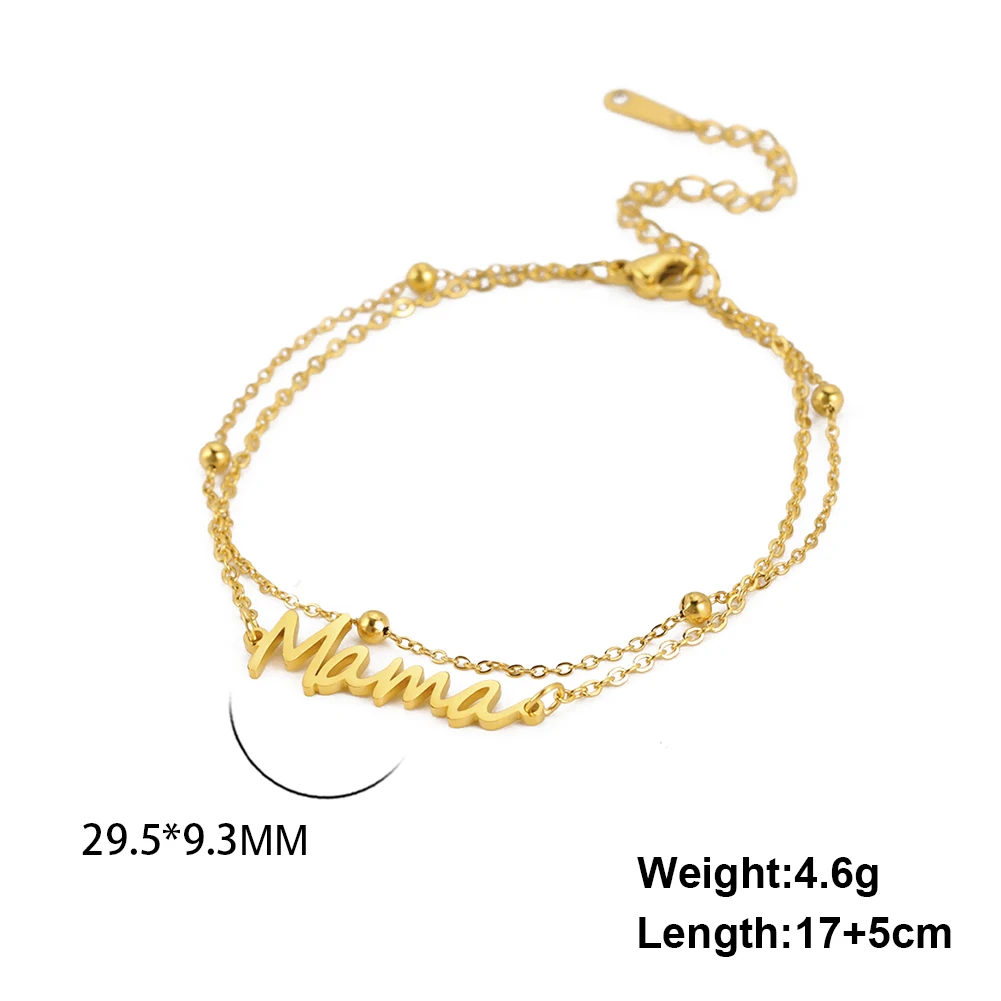 Kkjoy Mode Edelstahl Mama Armband Für Frauen Mom Typenschild Brief Charm Armband Multi-schicht Perle Kette Schmuck Geschenke – Detail 21