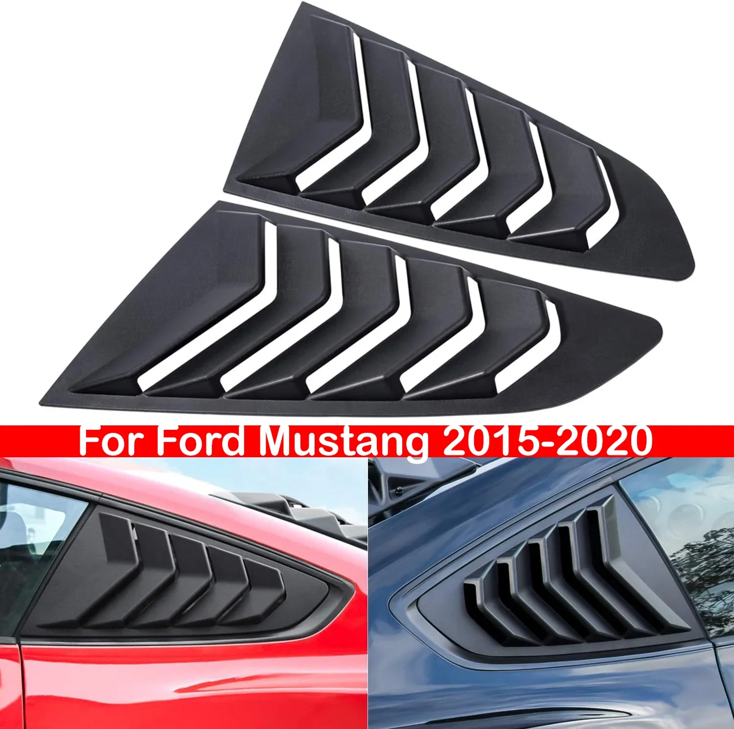 Per Ford Mustang 2015-2020 Car Rear Louver Window Side Shutter Cover Trim Sticker Vent Scoop Abs Accessori Neri In Fibra Di Carbonio