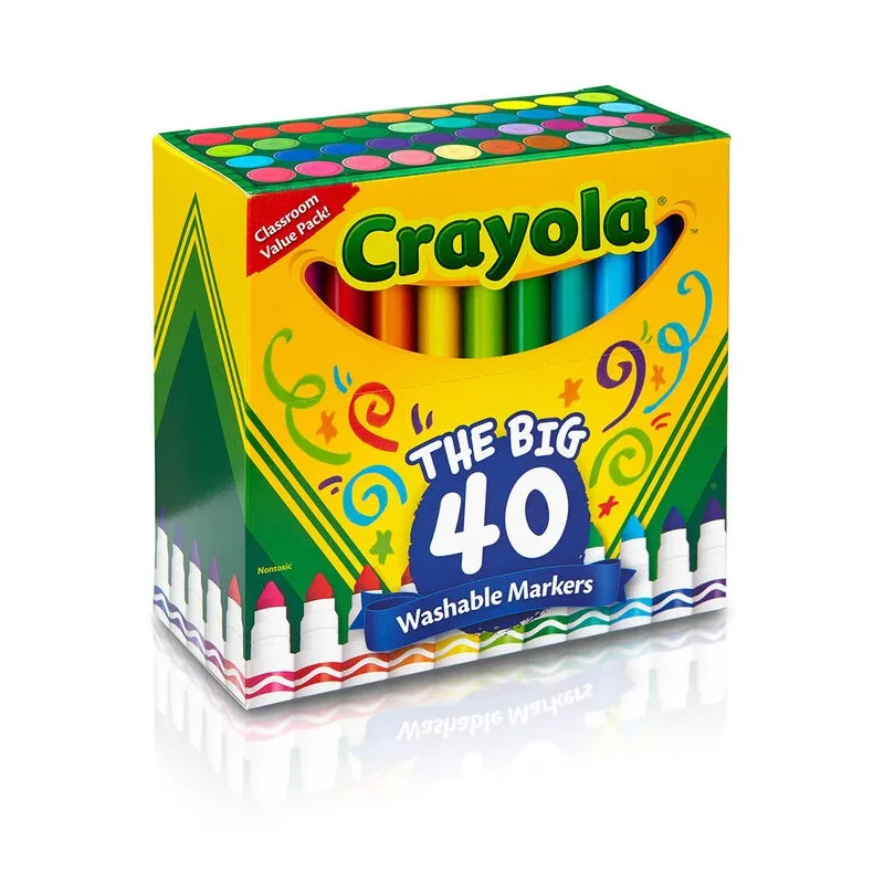 Crayola 울트라 클린 세척 가능 마커, 학교용, 어린이용 학교 선물, 40 가지 클래식 색상