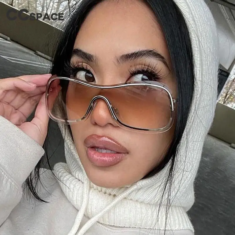 56190 New One Lens Sunglasses Y2K Women Oversized Brand Design Goggle