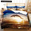 Hot Dolphin Bedding Sets Anime Sea HD Dolphin Bedspread for Teens Girls Fashion Twin Single Queen King Full Size Duvet Cover 2