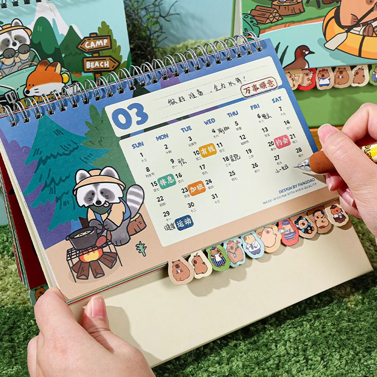 Small Desktop Calendar 2026 Cartoon Capybara Schedule Organizer 12 Months Stand Up Calendar for Friends Family School Workplace