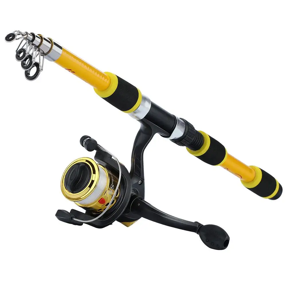 Portable 1.8m Telescopic Fishing Rod 5.5:1 Gear Ratio Spinning