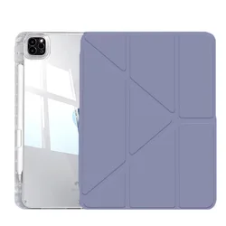 Clear Protective Tablet Case with Pencil Holder - Enhanced 2024 Edition for iPad Air11 2024 - 2026 (Gray Blue)