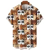 Hawaiian Oversized Men's Shirt Cartoon Cat Bird Pattern Floral Print Social Men Graffiti Clothing Vintage Harajuku New Summer 4