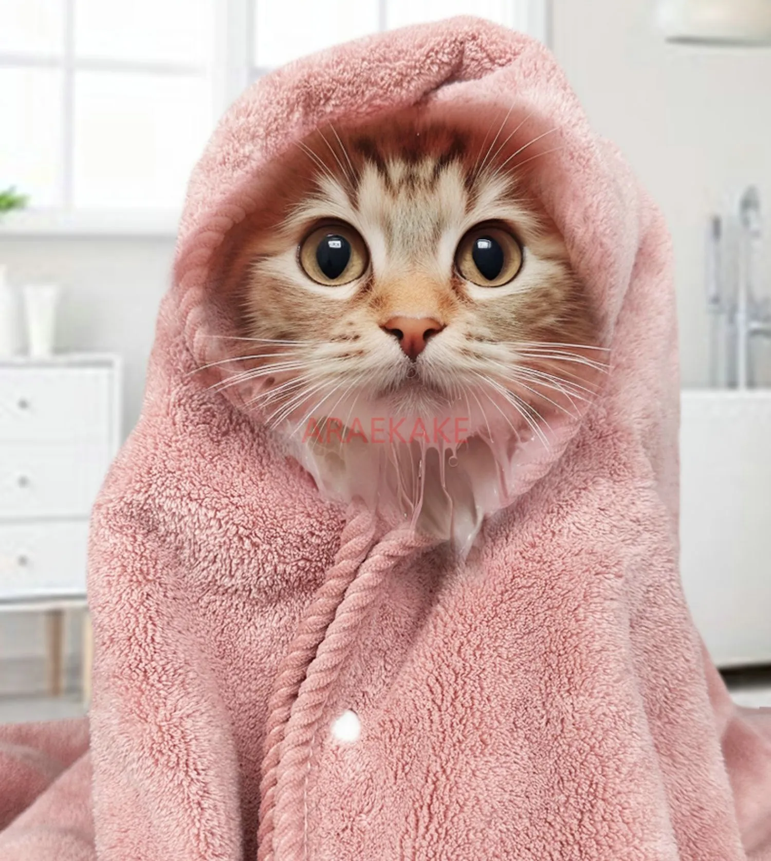 Pet specific quick drying bath towel, 8-point dry absorbent bath towel, cat and dog shower specific bathrobe, absorbent towel