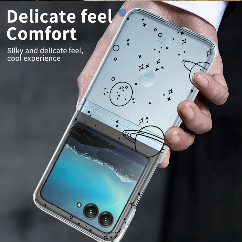 Transparent Airplane Astronaut Print Shockproof Folding Phone Case