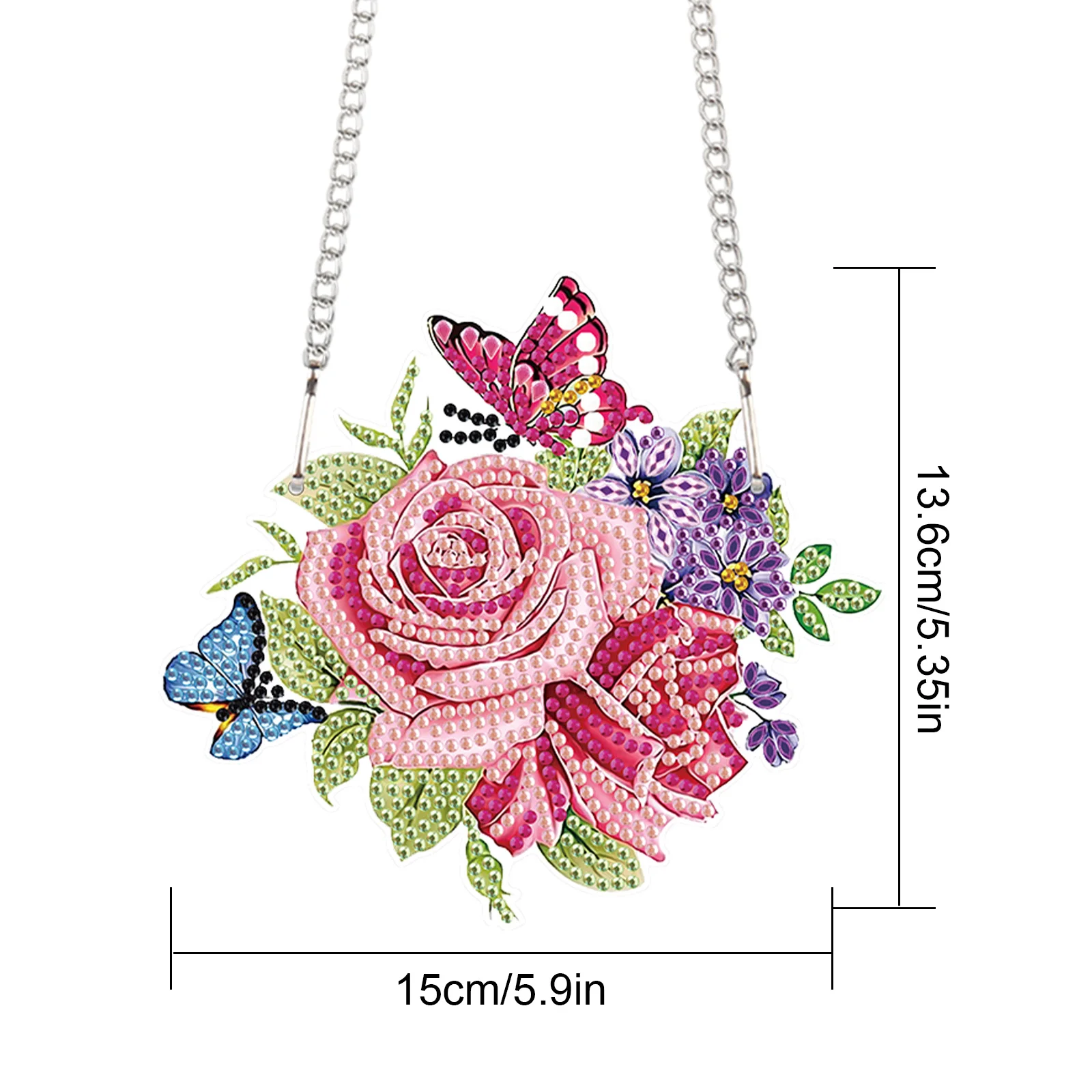 Hanging Decoration Diamond Art Painting Kits, Flowers and butterflies Special Shape Diamond Home Wall Garden Window Decoration