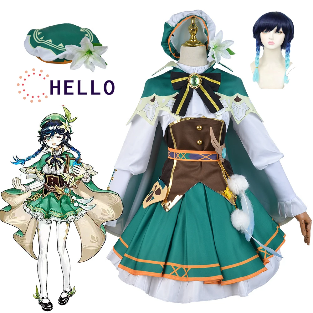 

Anime Genshin Impact Venti Dress Women Clothes Cosplay Costume