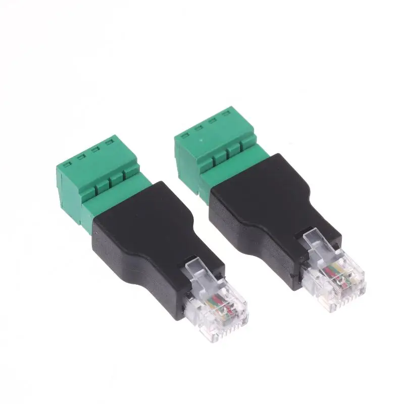 1/2Pcs 6P4C 남성-4핀 나사 터미널 RJ11 이더넷 커넥터 변환기(전화 수신기용) 연장 케이블 어댑터
