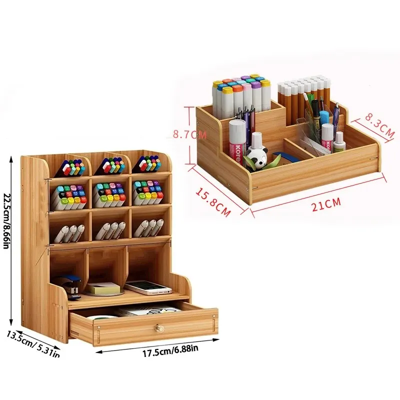 Wooden Desk Organizer Pen Holder 3