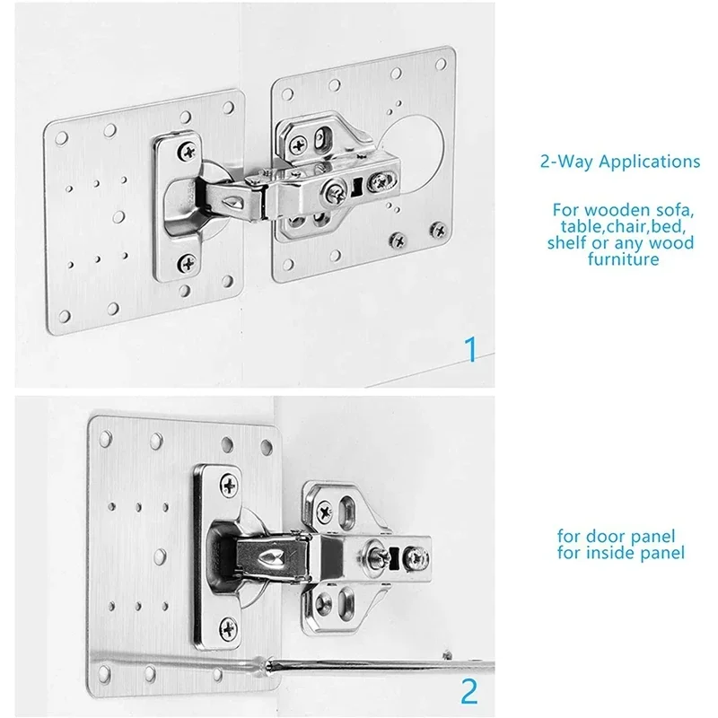 4/10PCS Cabinet Hinge Repair Plate Kit Kitchen Cupboard Door Mounting Plates Screws Flat Fixing Brace Brackets hinge repair plates