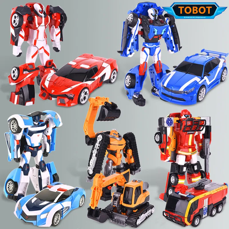 Robot Deformabile Originale Tobot 6 in 1, Auto Trasformabile ALPHA, Action Figure, Giocattoli Anime Coreani, Guerrieri Fratelli MAGMA - immagine 2