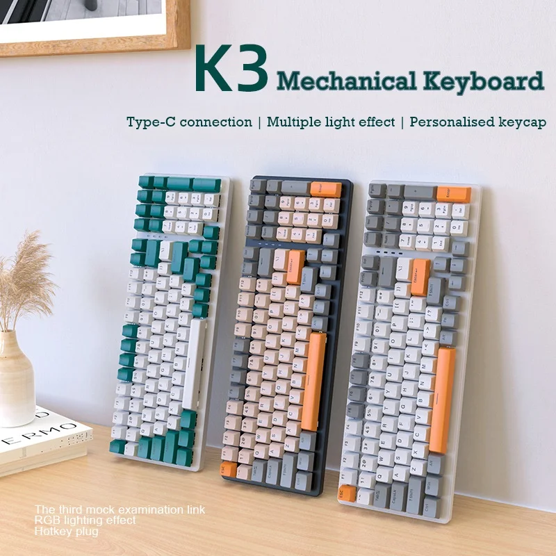 FreeWolfK3100KeysTypeCWiredRGBBacklitMechanicalKeyboard