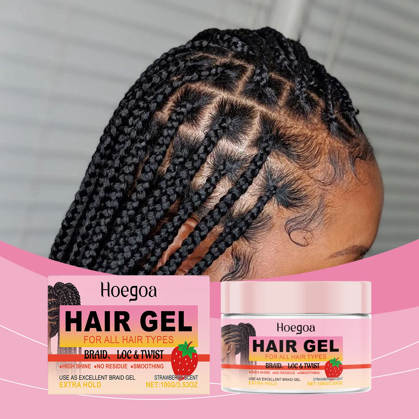 Stronghold Braid Gel Perfectly Styled Braids and Twists Long Lasting Non-Flaking Formula Natural Hair 100g