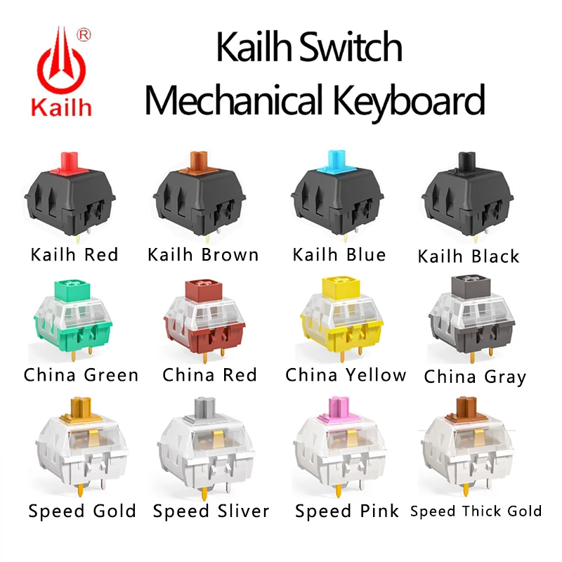 Kailh Interruptor de Velocidade Ouro Tira Cobre Rosa Caixa Estilo Chinês Vermelho Verde Amarelo Preto Marrom Azul Interruptores para Teclado Mecânico