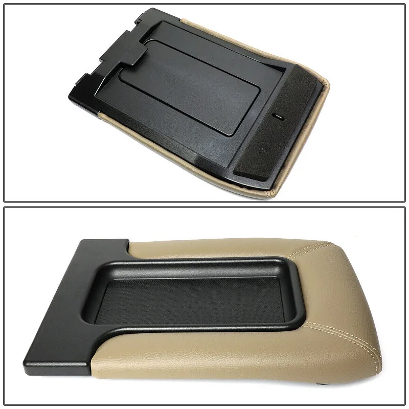 Leather Center Console Lid Kit For 99-07 Chevy Silverado Avalanche Suburban GMC – Gray, Direct Fit With Hardware