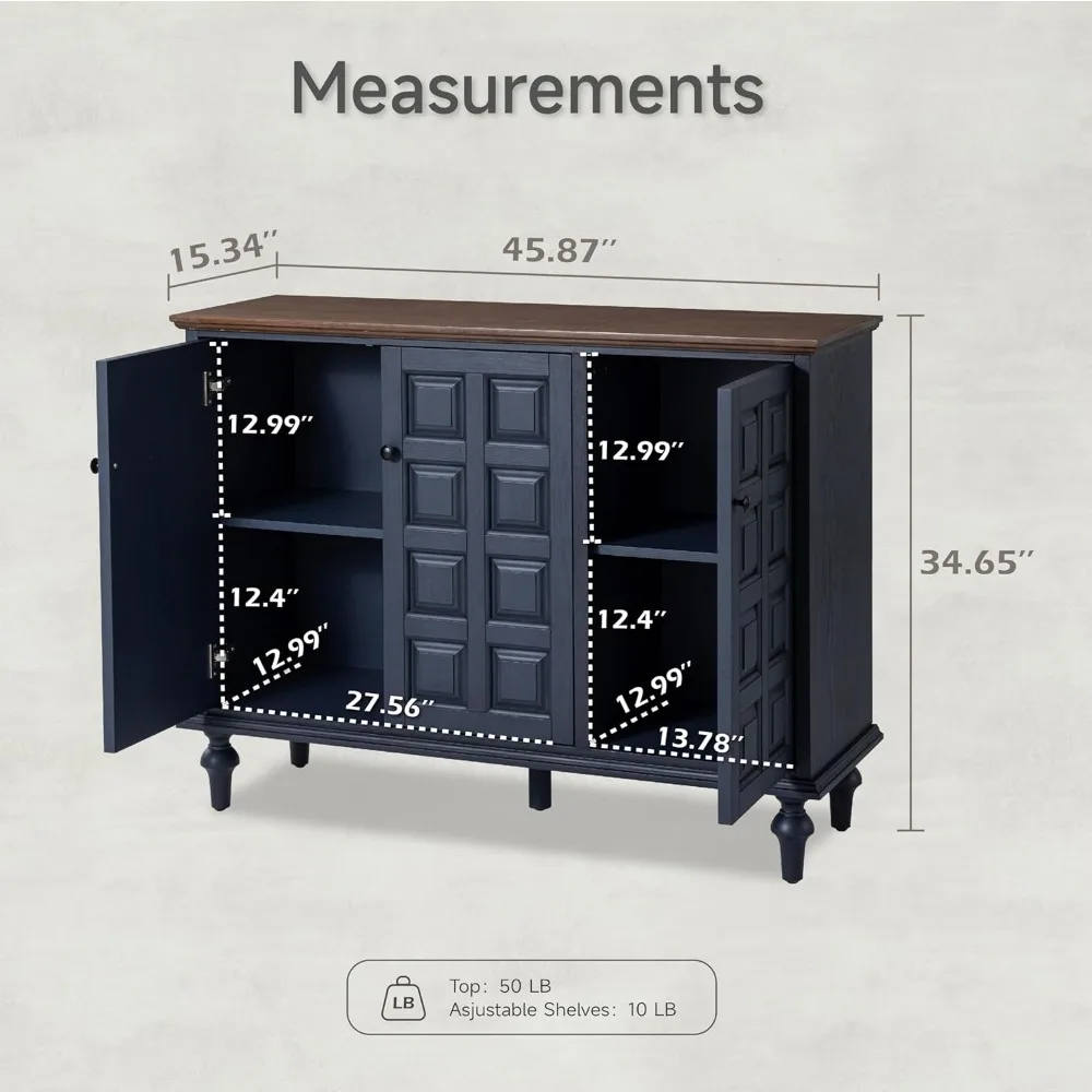Retro Plaid 3-Door Storage Cabinet 2