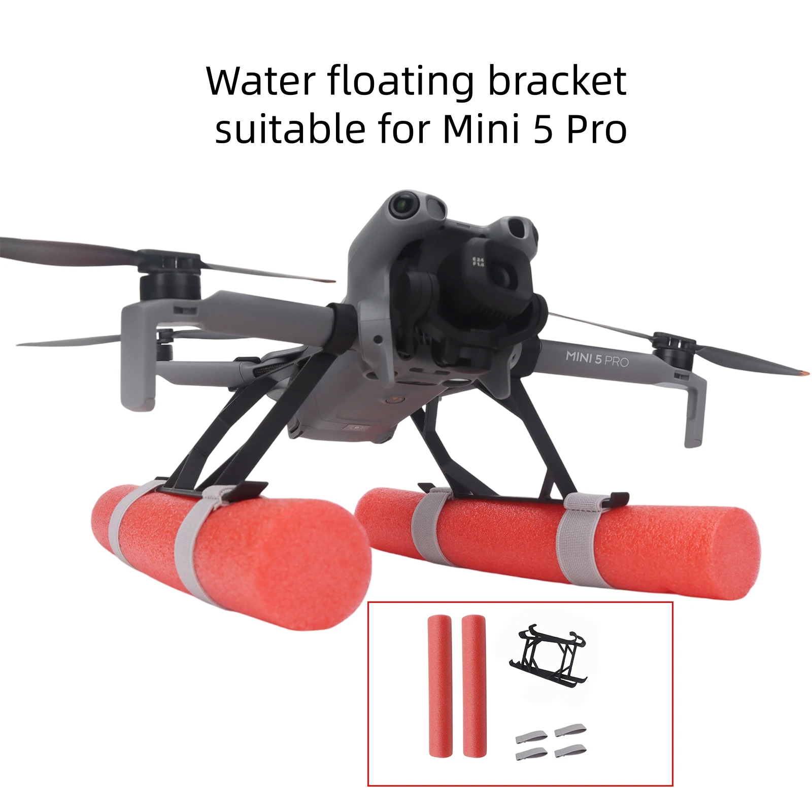Gros plan sur la tige de flottabilité de 60mm pour DJI Mini 5 Pro, montrant son système de fixation.