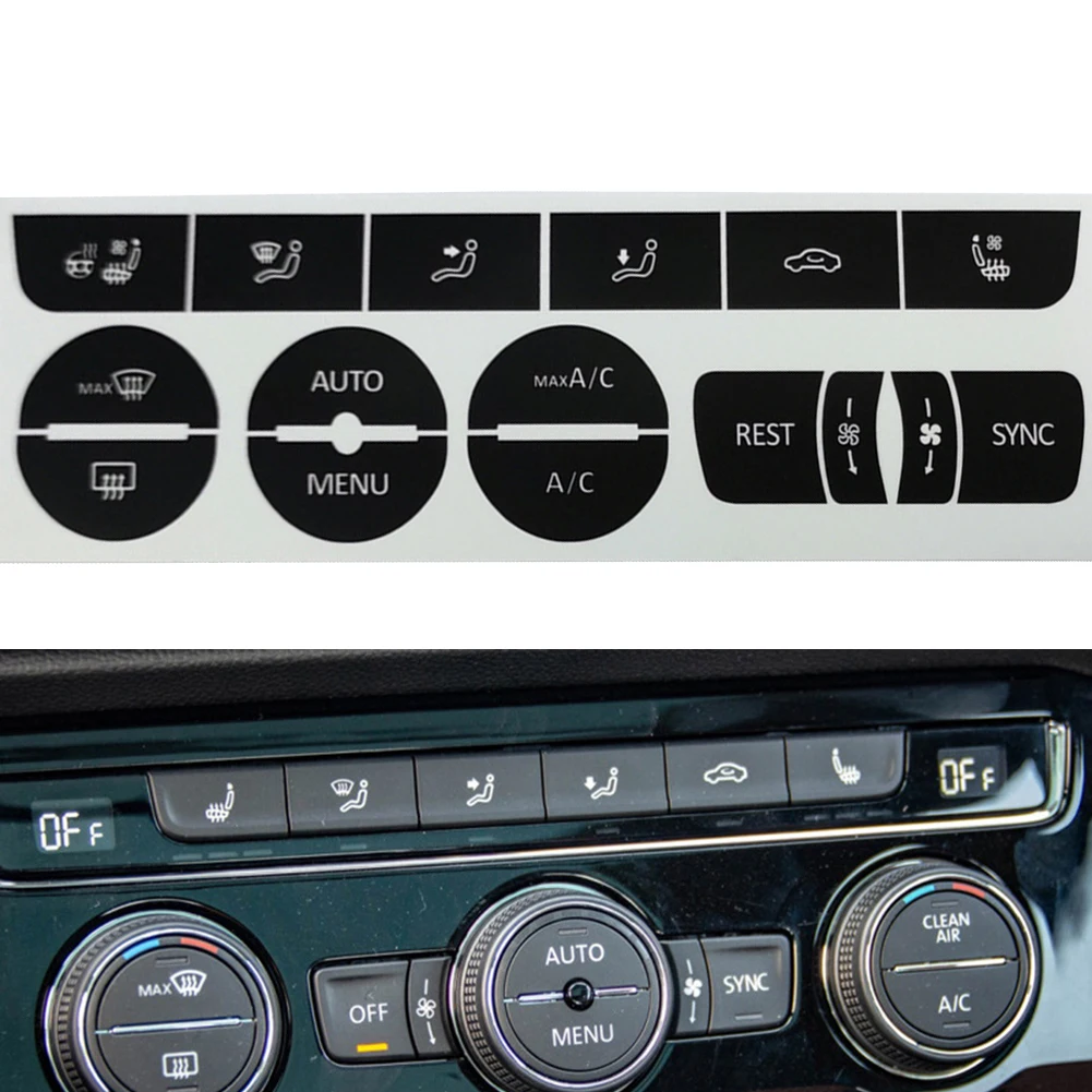 

Matte Black Air Heater Control Button Sticker For TOURAN 2016-2018 Heater AC Climate Control Button Repair Decor Car-Styling