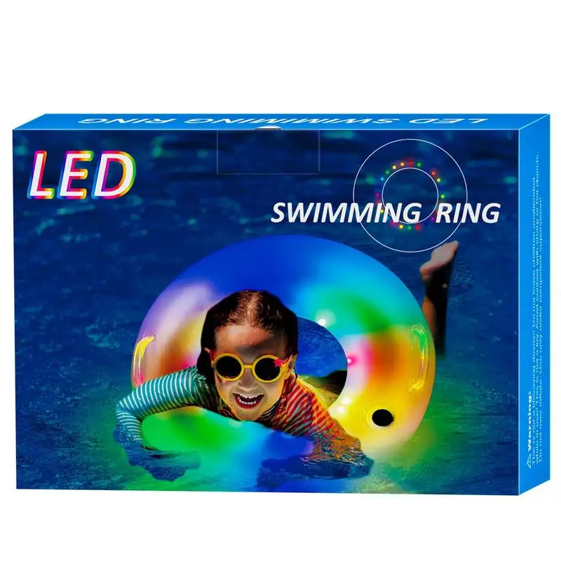 Ring Pool Float Inflatable Pool Swim Raft Inflatable Glitter LED Swim Rings For Kids Swimming Tubes Toys For Beach Party
