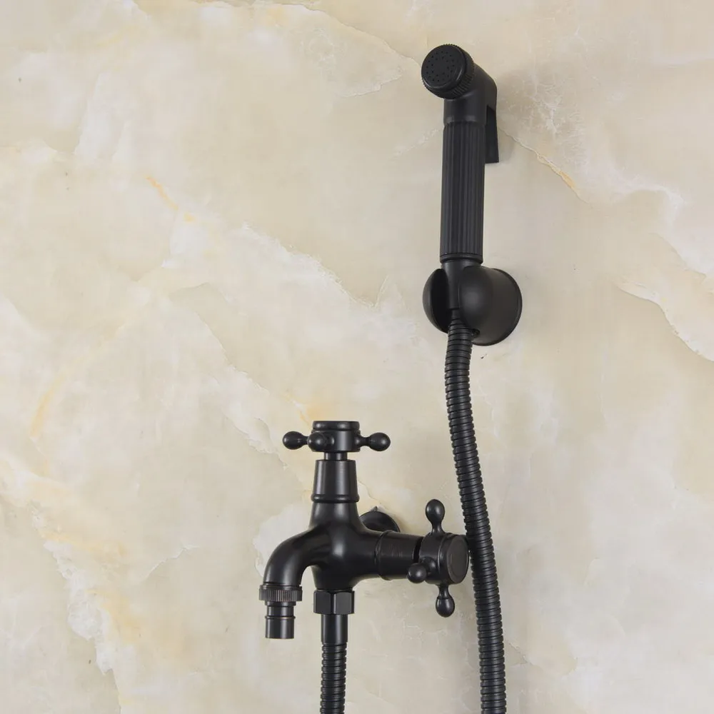 Black Brass Bathroom Washing Machine Faucet /Garden Water Tap / Hand Held Shower Head / Shower Hose / shower Bracket mav530