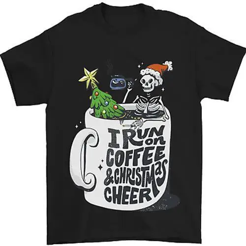 

Мужская футболка I Run On Coffee and Christmas Cheer Skull, 100% хлопок