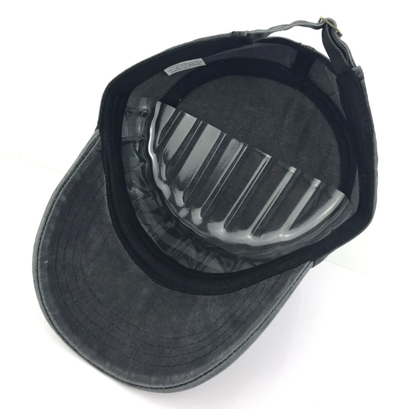 Fishing Hat Flat Cap Flat Vintage Cap Washed Cotton Flat Top Military Cap for Women Men Outdoor Fisherman Retro Army Hats Classic Denim Adjustable Sun Hat