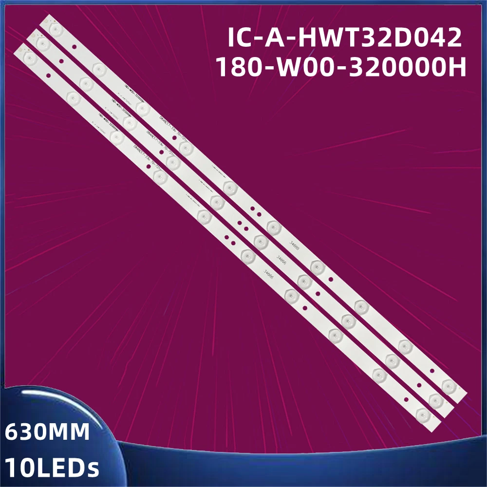 Conjunto Backligh Led Tira Ic-a-hwt32d042 B2c6 D6z6 180-w00320000h 10 Leds 630 Milímetros Peças