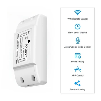 WiFi BT Smart Switch 10A 2200W Dual-mode On/Off Device Voice Tuya APP Remote Control Timing Switch Smart Home Voice Control
