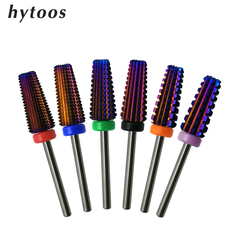 HYTOOS Purple 5 in 1 Nail Drill Bit 3/32  Two-Way Tapered Carbide Manicure Drill  Accessories