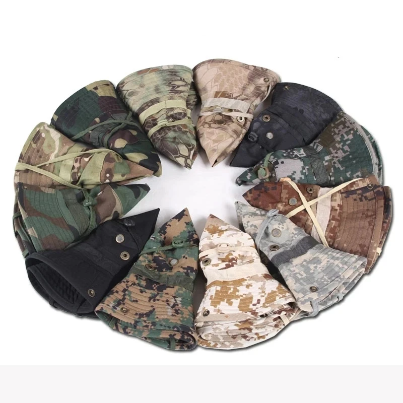Summer Boonie Hats Caps Camouflage Bucket Hats Multicam Panama Cap Hunting Hiking Outdoor Camo Panama Caps Men bucket hat,camouflage hat,camouflage cap
