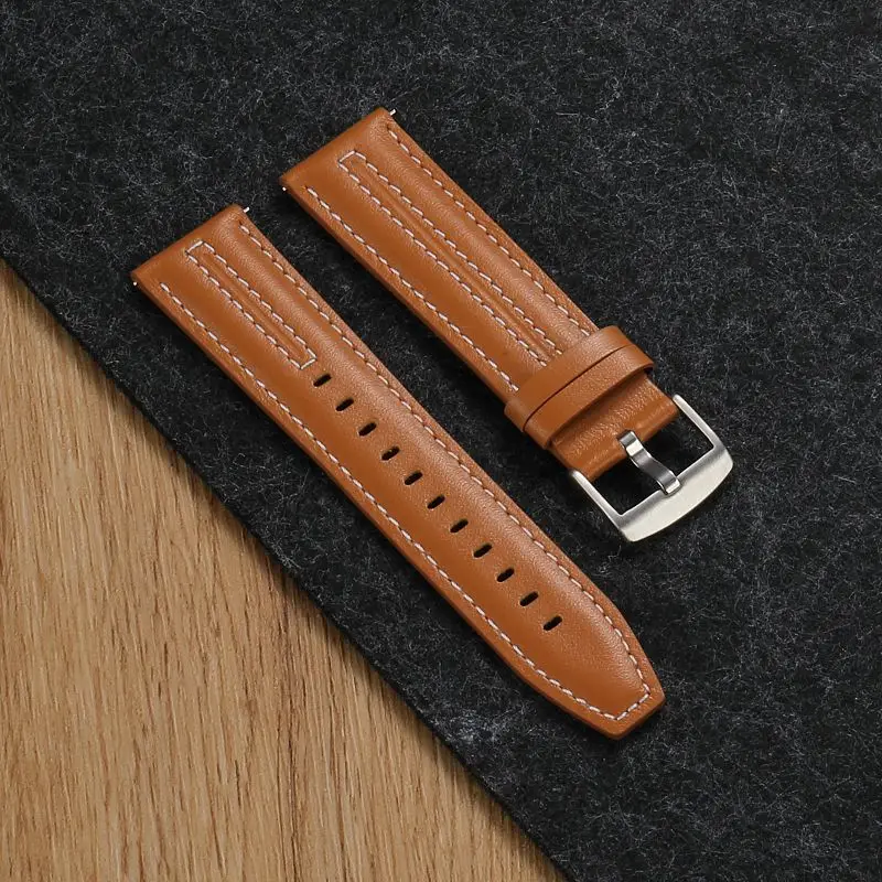 Elegant 22mm Soft Leather Watch Strap Bracelet