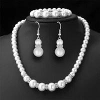3 In1 Set Elegant Simulated Pearl Necklace Earrings Bracelet Long Necklace Women Bridal Wedding Jewelry Gift Beautiful Jewelries 6