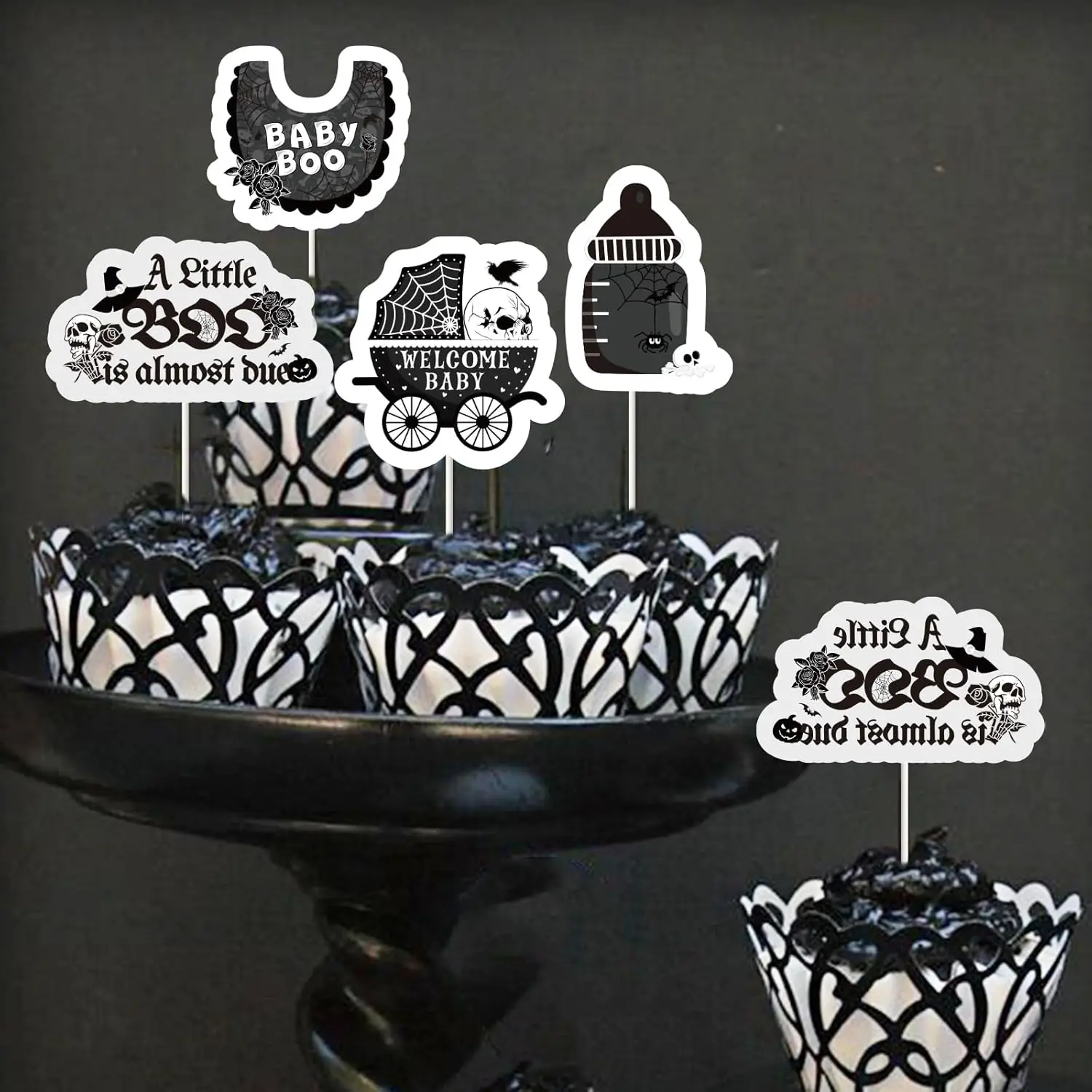 Gyufise 36Pcs Baby Shower Halloween Cupcake Toppers Ghost Bat A Baby Is Brewing Cupcake Picks Baby Boo It's A Girl Cake Decorations For Halloween Theme Baby Shower Girls Birthday Party Supplies