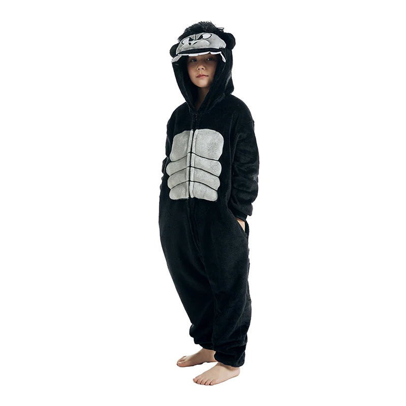 Chimpanzee Pajamas Kigurumi Anime Onesie Cosplay Costume Full Body Whole Pijama Kids One-Piece Sleepwear Christmas For Halloween