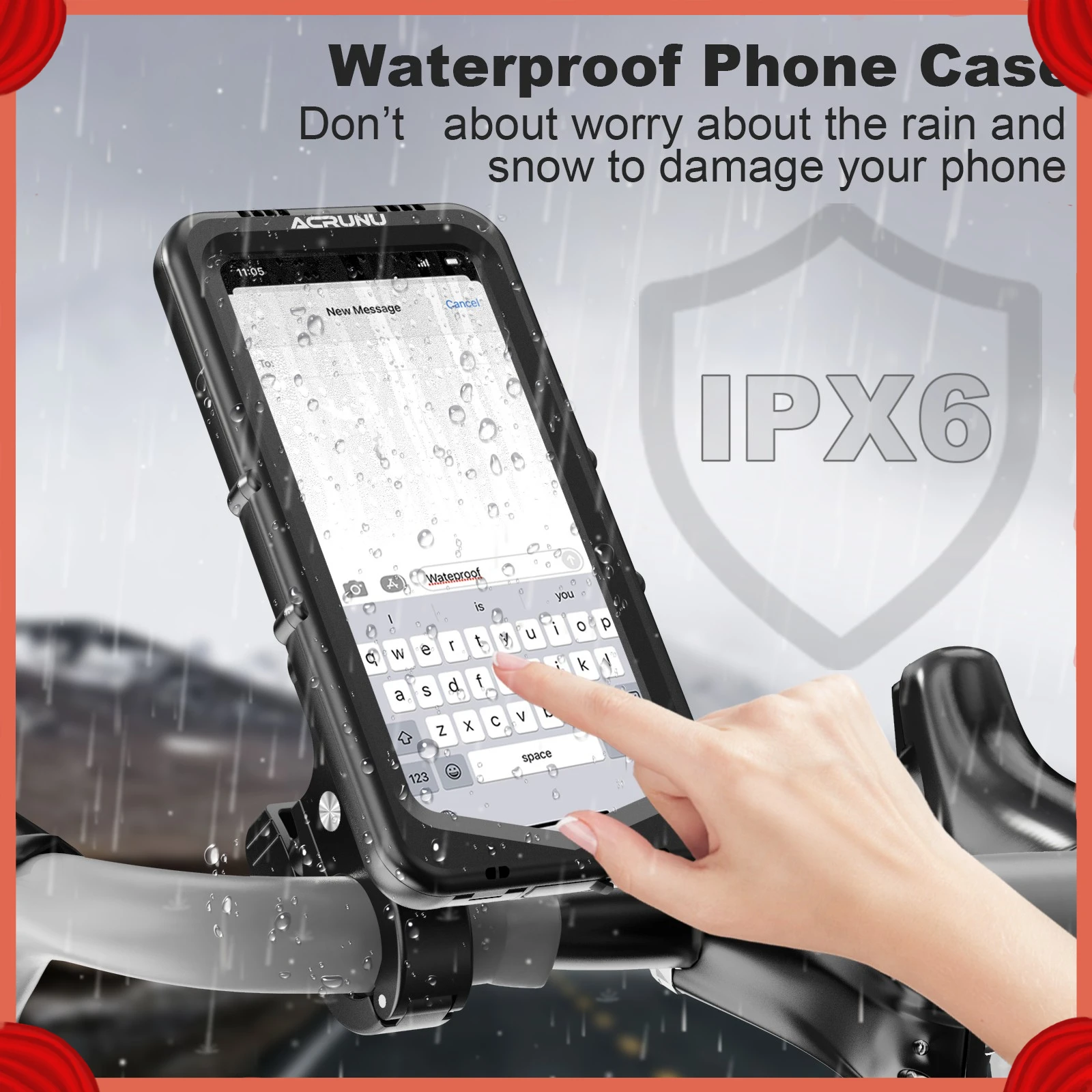 Acrunu Bike Phone Mount MTB Waterproof Cell Phone Holder 360 Rotation Motorcycle Electric Phone