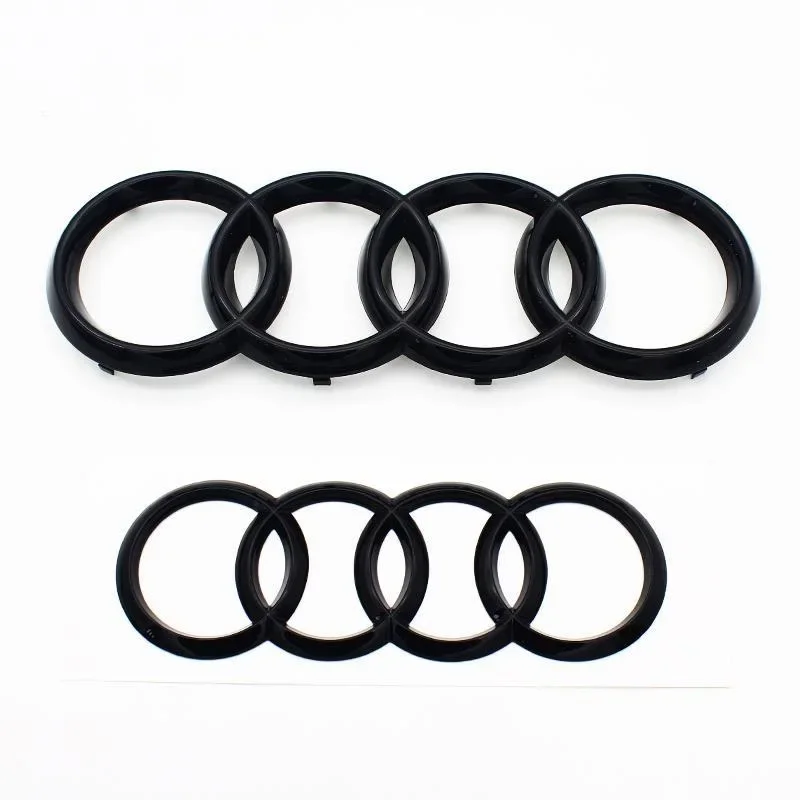 Sleek Black Car Emblem Trunk Badge Sticker with 4-Ring Design