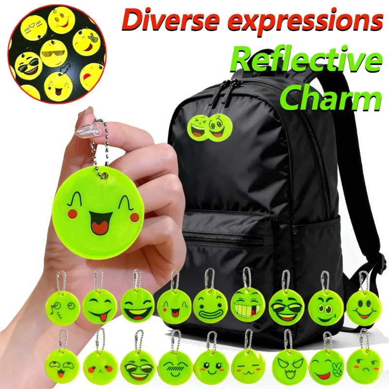 50PCS/30PCS/20PCS/10PCS Nachtlicht Reflektierende Schlüsselbund Mehrere Lächelndes Gesicht Ausdrücke doppelseitige PVC Hängen Zubehör