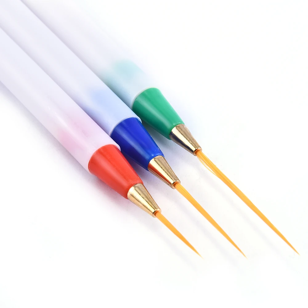 3Pcs/Set Nail Art Brushes for Manicure Gel White Handle Soft Head Drawing Dotting Stripe Pattern DIY Creative Craft Nail Art Pen